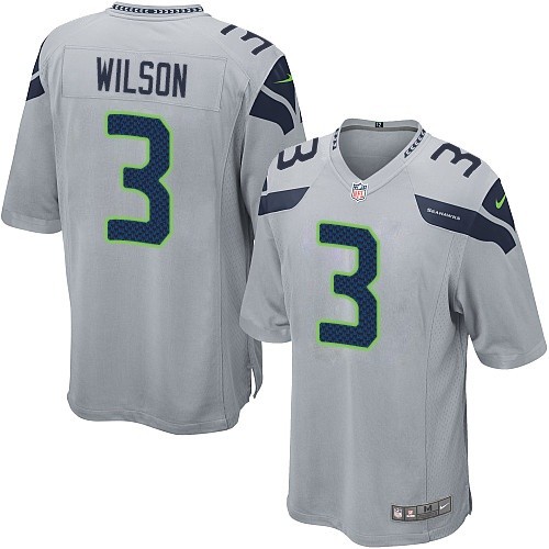 Men's Game Russell Wilson Nike Jersey Grey Alternate - #3 NFL Seattle Seahawks